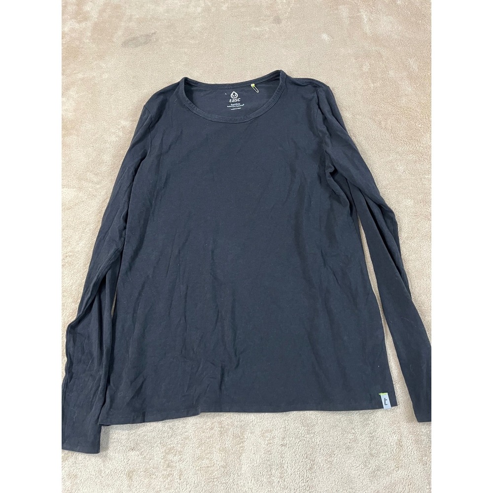 tasc Bamboo Performance Shirts Mens L Black Crew-neck Cotton Active-wear L/S EUC